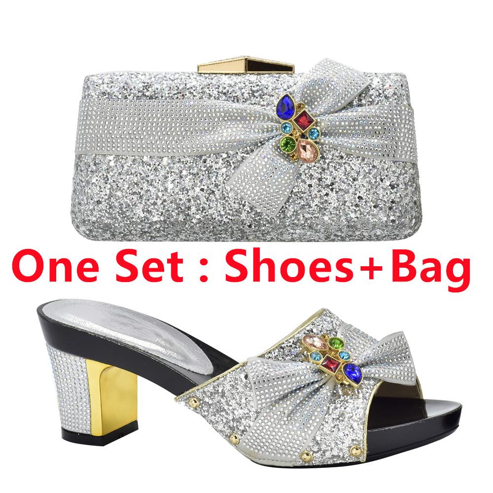 Decorative thick heel round head sandals glitter rhinestone bag banquet party outside shoe bag set 43
Decorative thick heel round head sandals glitter rhinestone bag banquet party outside shoe bag set 43