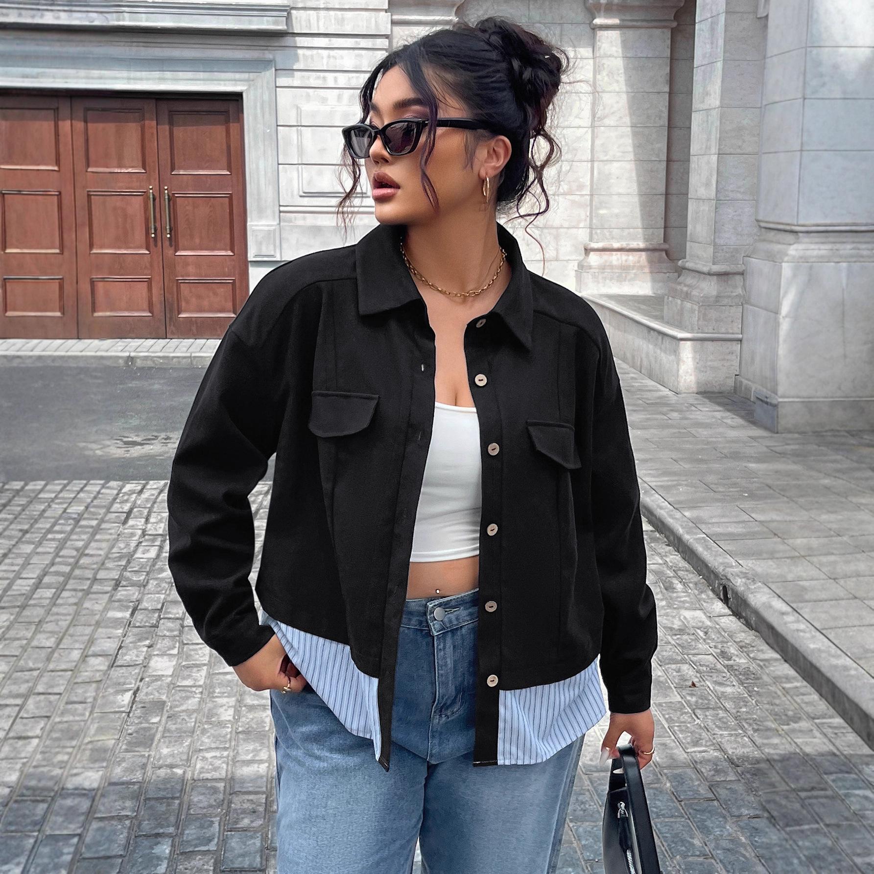 Это женское короткое пальто большого размера на раннюю весну и осень, простое и стильное, в полоску. 1XL чёрный
Это женское короткое пальто большого размера на раннюю весну и осень, простое и стильное, в полоску. 1XL чёрный