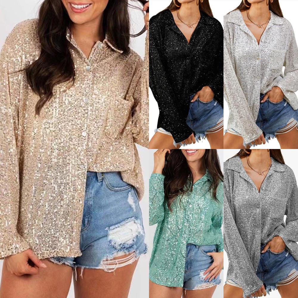 2025 Autumn Women s Long-Sleeved Sequin Lapel Casual Shirt - European & American Style Fashion. XXL абрикосовий/срібний
2025 Autumn Women s Long-Sleeved Sequin Lapel Casual Shirt - European & American Style Fashion. XXL абрикосовий/срібний
