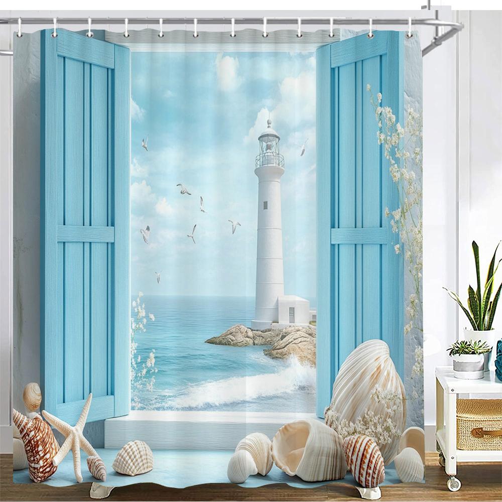 The Scenery Outside The Blue Beach Window Shower Curtain Bath Curtain Printed Bathroom Curtains For Home Decoration Curtain W60H190(CM)-1 Pcs
The Scenery Outside The Blue Beach Window Shower Curtain Bath Curtain Printed Bathroom Curtains For Home Decoration Curtain W60H190(CM)-1 Pcs