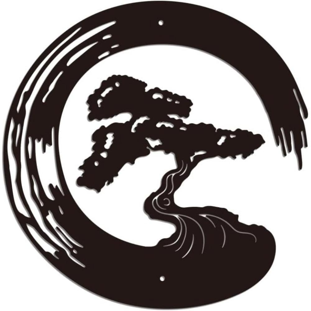 Wrought Iron Potted Pine Tree Wall Art Black Zen Metal Decor Sculpture
Wrought Iron Potted Pine Tree Wall Art Black Zen Metal Decor Sculpture