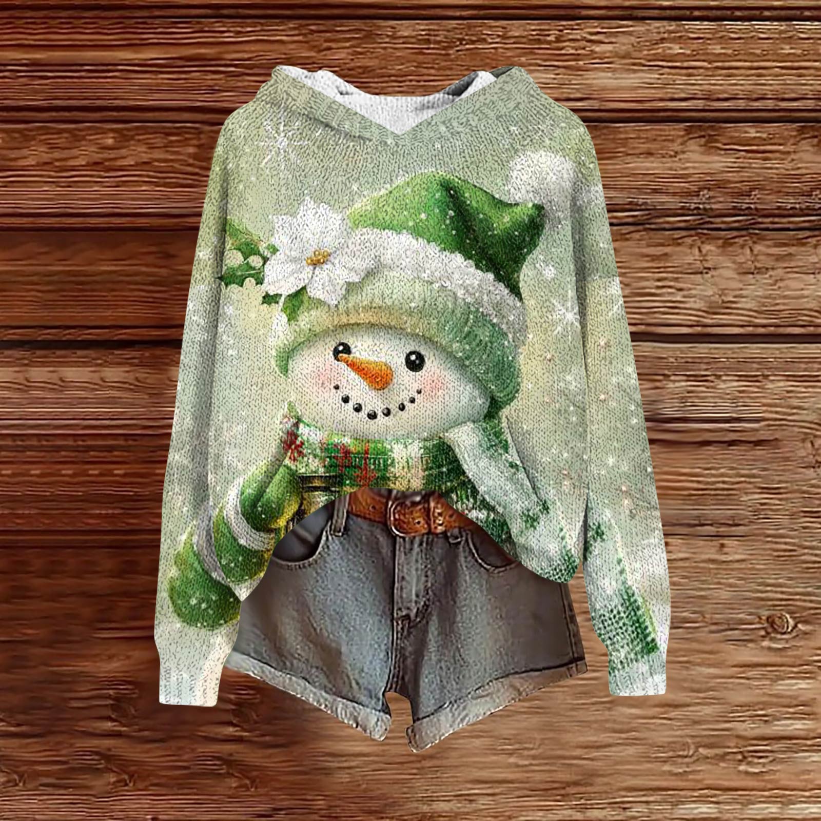 Рождественские свитшоты для женщин вязаный свитер милая футболка осенний пуловер толстовка с капюшоном XL зелёный
Рождественские свитшоты для женщин вязаный свитер милая футболка осенний пуловер толстовка с капюшоном XL зелёный