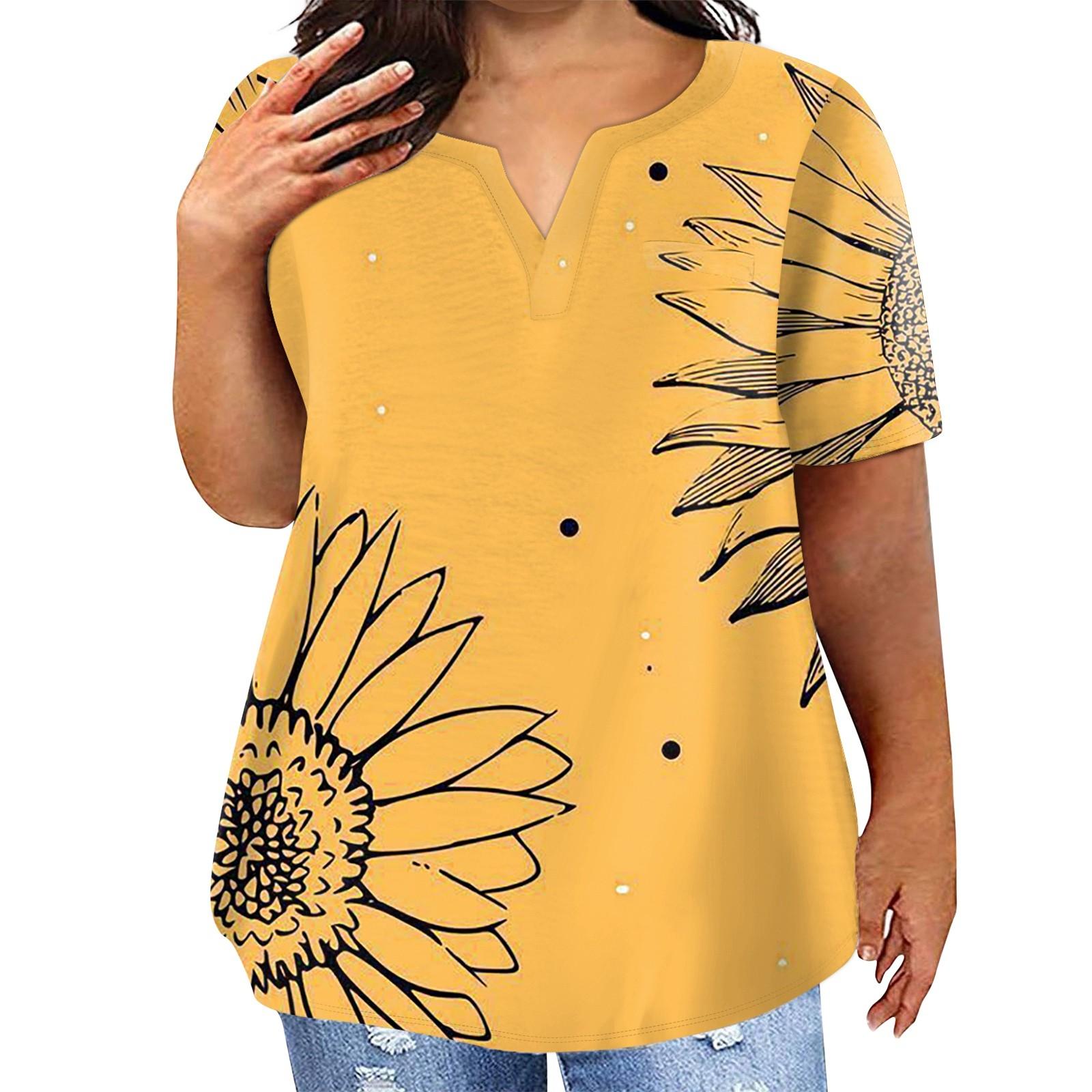 Женская футболка большого размера, повседневный топ с карманом и v-образным вырезом подсолнечника, короткий рукав XL жёлтый
Женская футболка большого размера, повседневный топ с карманом и v-образным вырезом подсолнечника, короткий рукав XL жёлтый