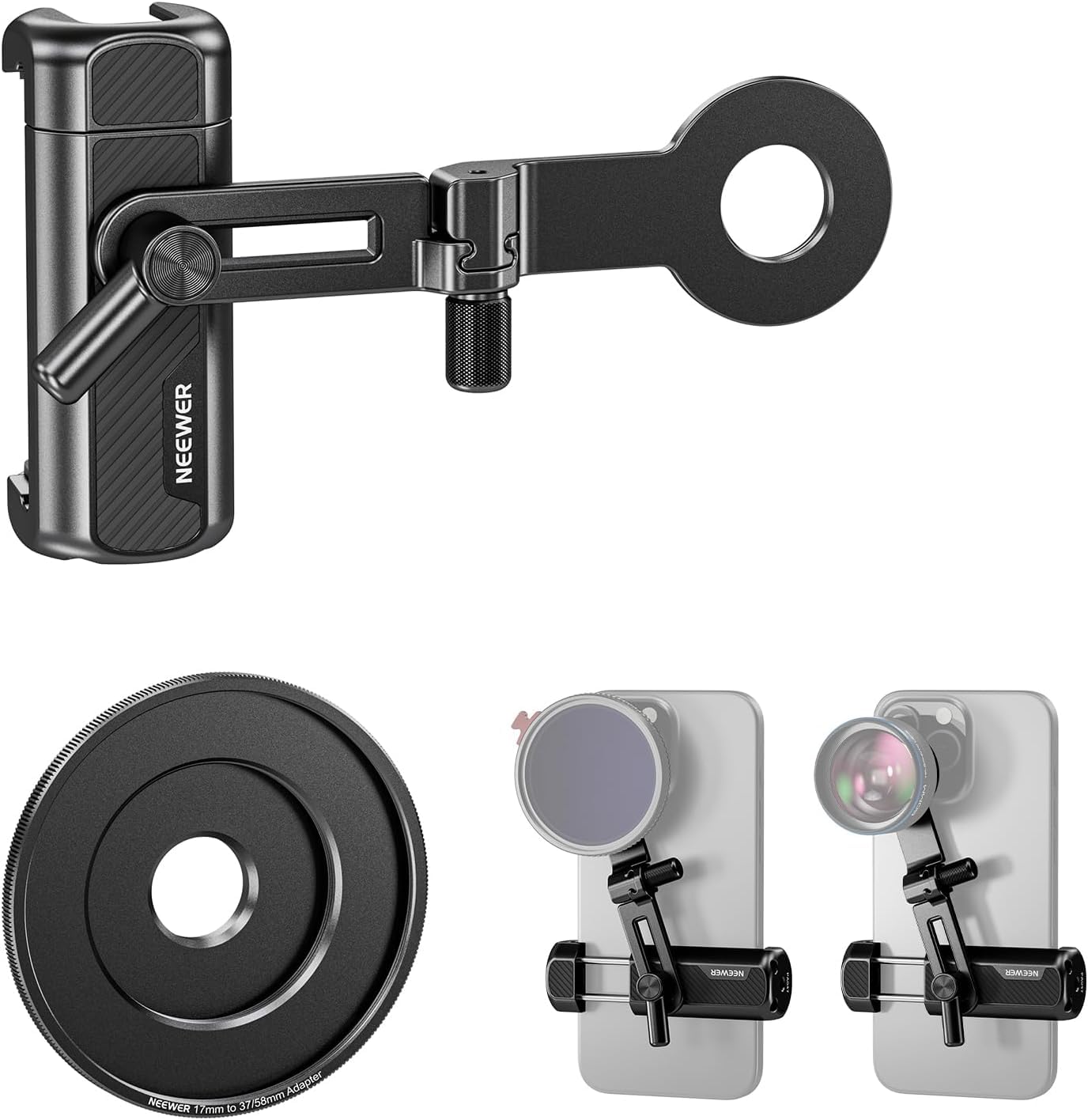 NEEWER Universal Smartphone Lens Clamp for 17mm Smartphone Lens with Filter Adapter Ring Smartphone Tripod Mount Compatible for iPhone 16 Pro Max
NEEWER Universal Smartphone Lens Clamp for 17mm Smartphone Lens with Filter Adapter Ring Smartphone Tripod Mount Compatible for iPhone 16 Pro Max