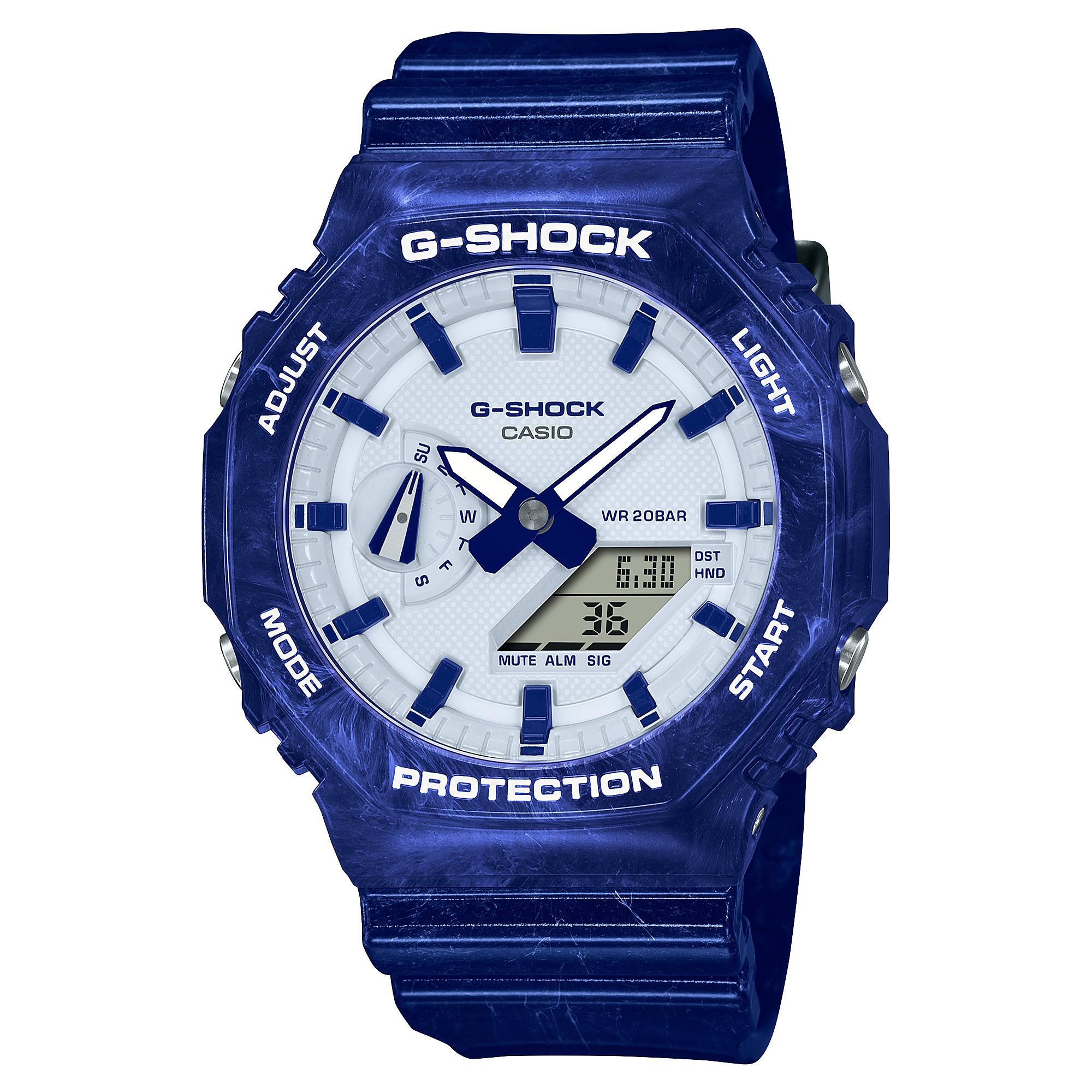 Casio G-SHOCK Men s Resin 200M Water Resistant Analog Shock Resistant Quartz Watch GA-2100BWP-2A синий
Casio G-SHOCK Men s Resin 200M Water Resistant Analog Shock Resistant Quartz Watch GA-2100BWP-2A синий