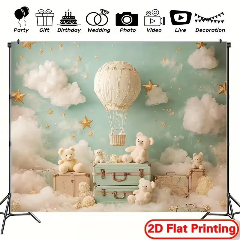 2D Teddy Bear Hot Air Balloon Backdrop Mint Green Cloud Baby Shower Photography Background 47.2x31.5inch/120*80cm
2D Teddy Bear Hot Air Balloon Backdrop Mint Green Cloud Baby Shower Photography Background 47.2x31.5inch/120*80cm