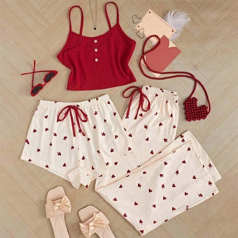 Female spring summer sweet and cute three-piece set new peach heart pajamas childlike fun suspenders comfortable sexy loungewear women S красный
Female spring summer sweet and cute three-piece set new peach heart pajamas childlike fun suspenders comfortable sexy loungewear women S красный