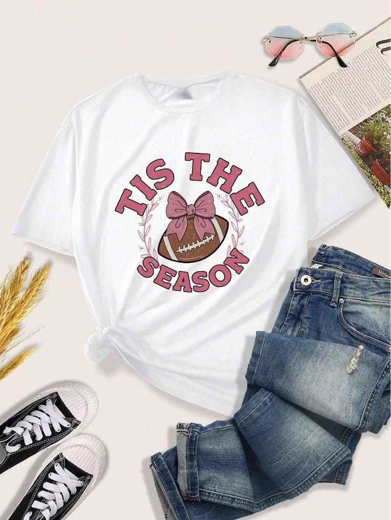 Womens Round Neck Short Sleeved Rugby Print Womens Loose Oversized Comfortable Tshirt Home Wear Womens Top 4XL
Womens Round Neck Short Sleeved Rugby Print Womens Loose Oversized Comfortable Tshirt Home Wear Womens Top 4XL