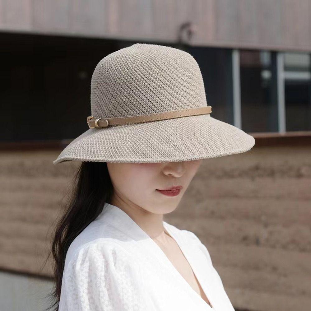 Caps French Style Caps Summer Bucket Hats PU Leather Belt Women Sunscreen Hats Outdoor Straw Hats
Caps French Style Caps Summer Bucket Hats PU Leather Belt Women Sunscreen Hats Outdoor Straw Hats