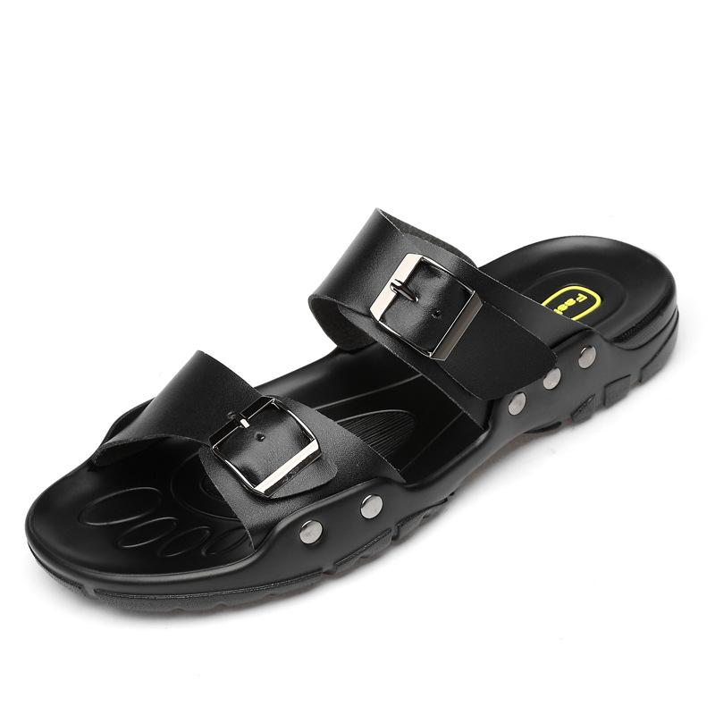 Очень большой размер тапочки мужские летние большого размера сандалии утолщенные и расширенные шлепанцы из воловьей кожи мужская обувь 52