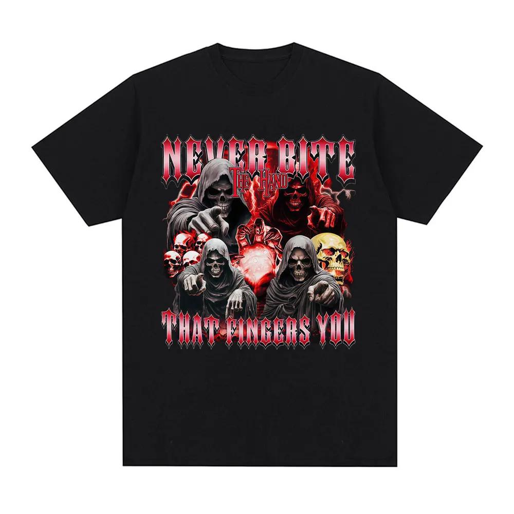 Never Bite The Hand That Fingers You Funny Skeleton Skull Meme Horror T Shirts Men Women Summer Cotton Short Sleeve T-shirts XXXXXL чорний
Never Bite The Hand That Fingers You Funny Skeleton Skull Meme Horror T Shirts Men Women Summer Cotton Short Sleeve T-shirts XXXXXL чорний