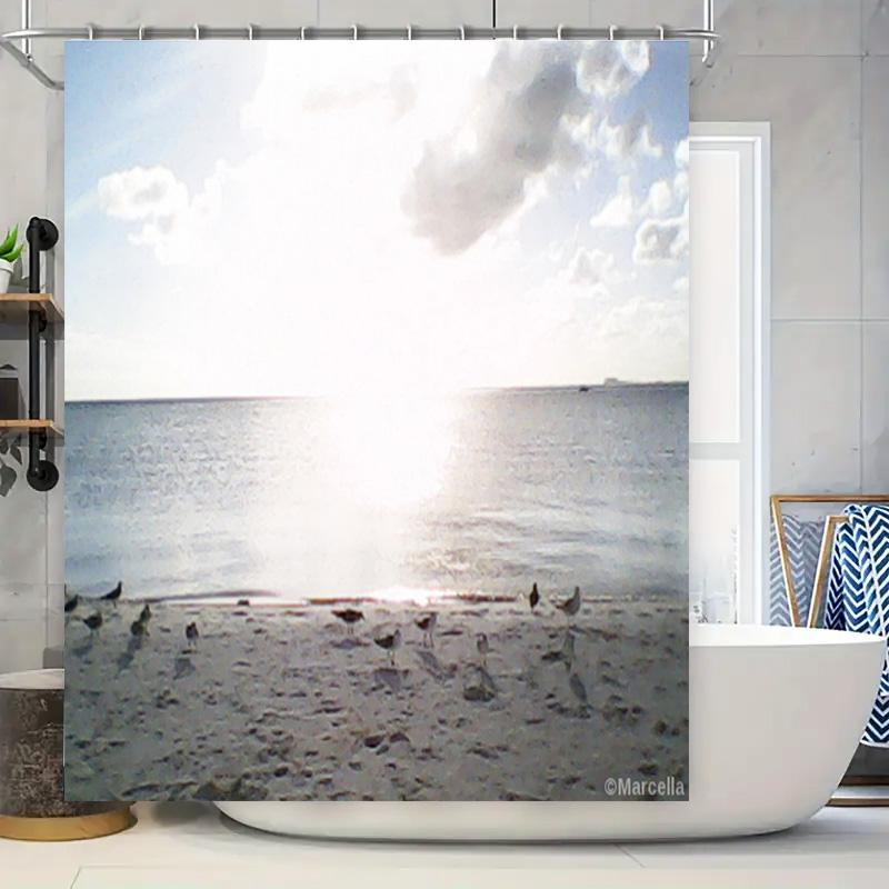 Beach Shower Curtain Seaside Sunset Design With Birds For Bathroom Decor Customizable Size Waterproof Fabric 180Gsm W60H190(CM)-1 Pcs
Beach Shower Curtain Seaside Sunset Design With Birds For Bathroom Decor Customizable Size Waterproof Fabric 180Gsm W60H190(CM)-1 Pcs