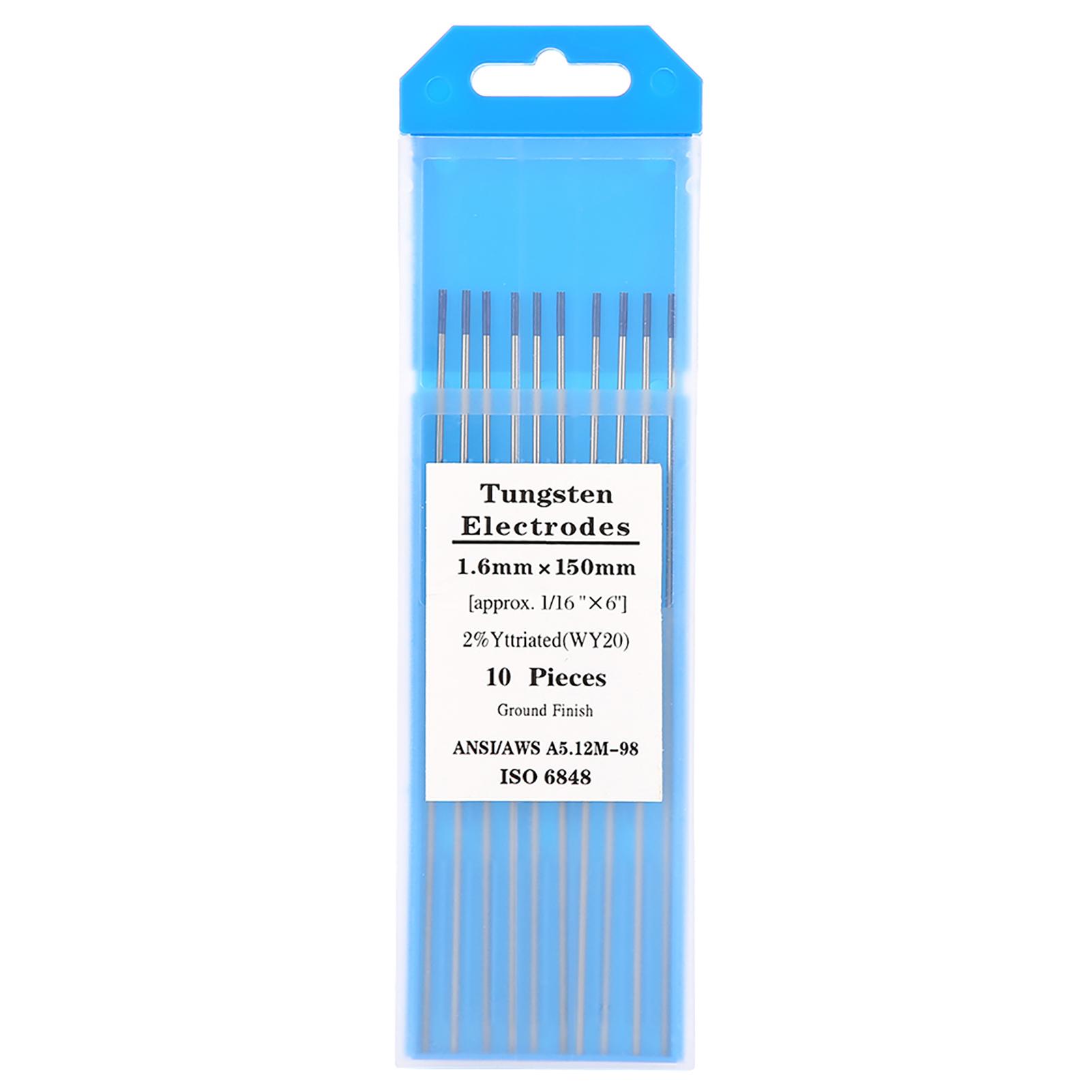 10pcs WY20 2.0percent Yttrium Tungsten Electrode Blue Tip for TIG Welding 1.6mm*150mm
10pcs WY20 2.0percent Yttrium Tungsten Electrode Blue Tip for TIG Welding 1.6mm*150mm