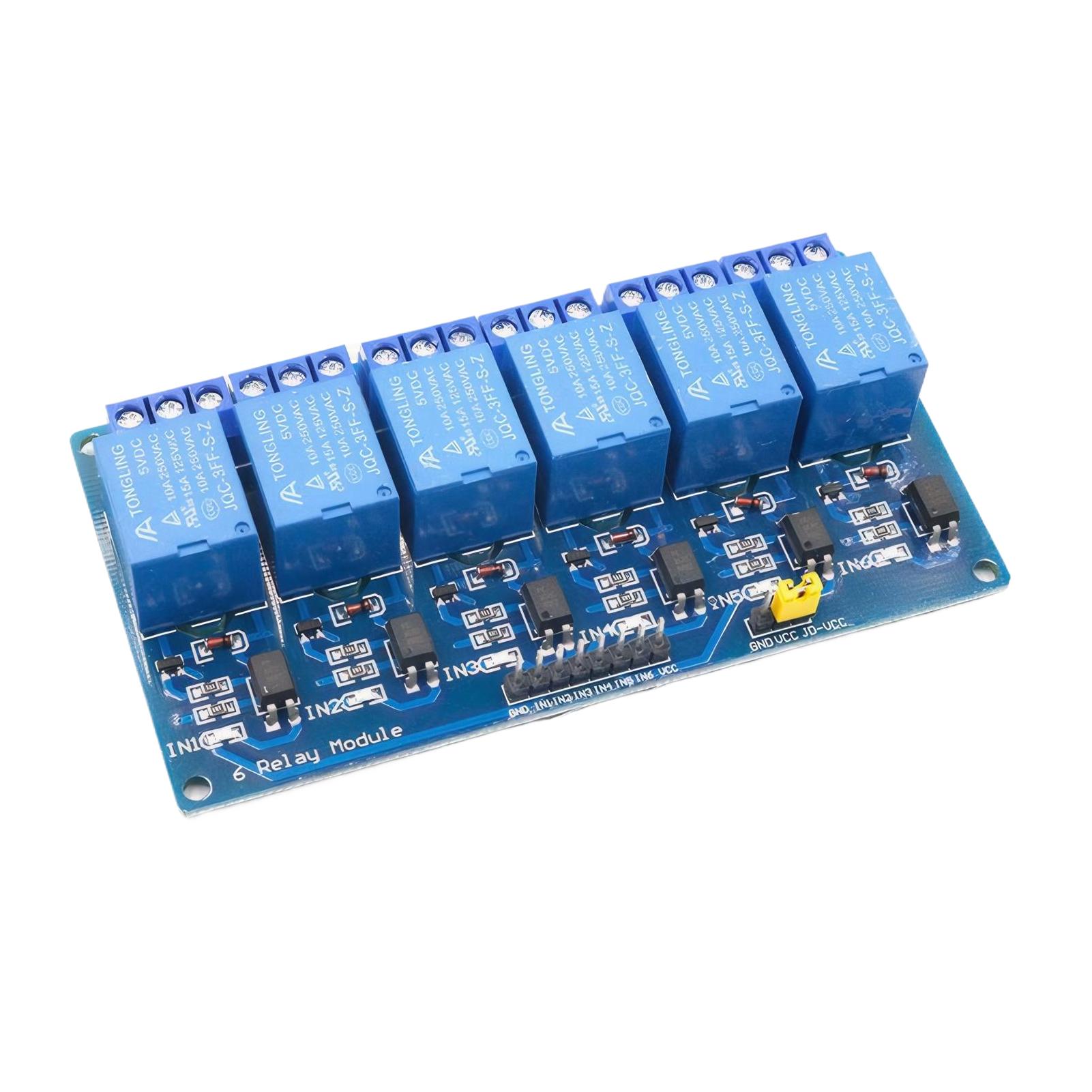 Синій струм запуску 5 мА, 6-канальний модуль реле 5 В 12 В із модулем запуску низького рівня Робоча напруга 5 В
Синій струм запуску 5 мА, 6-канальний модуль реле 5 В 12 В із модулем запуску низького рівня Робоча напруга 5 В