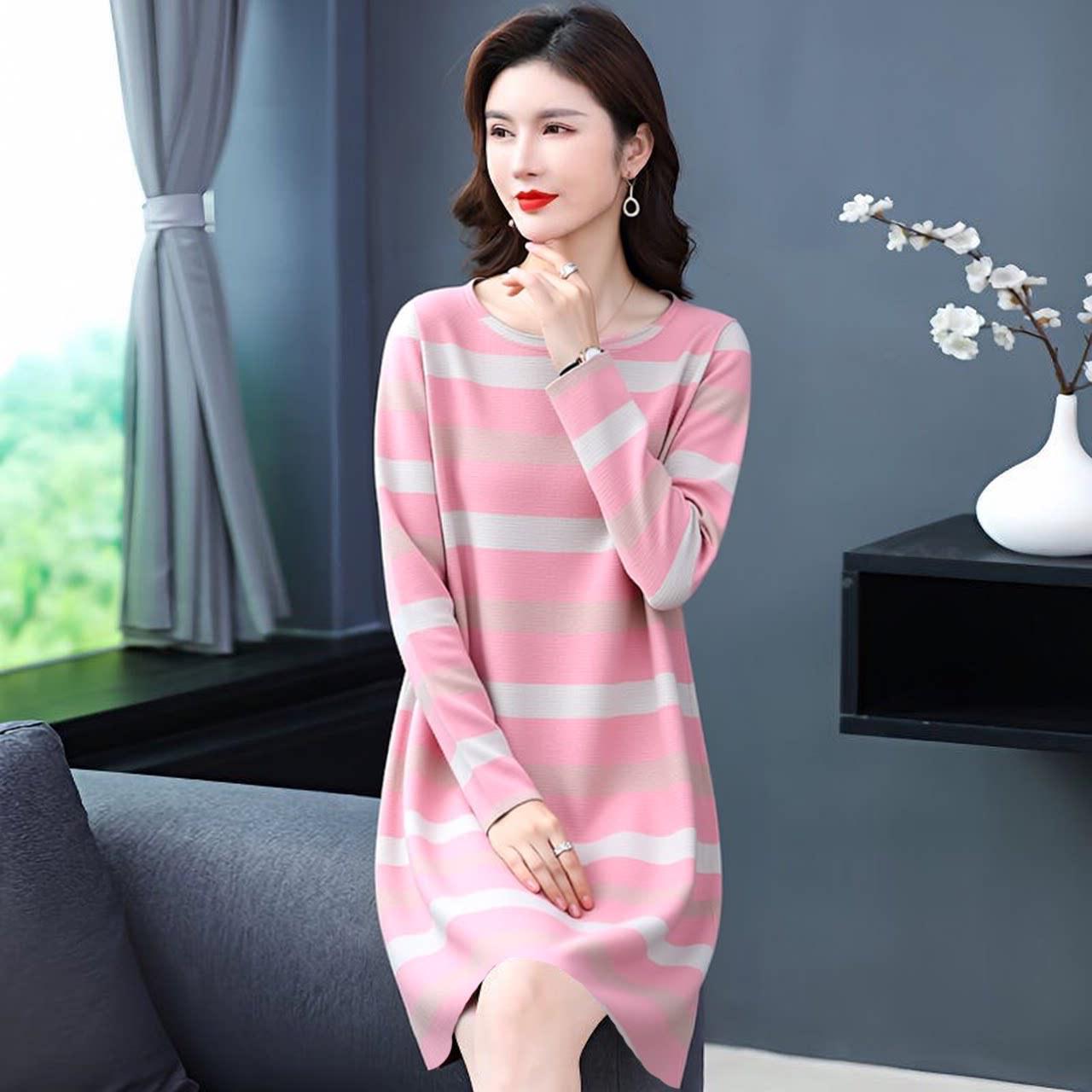 2026 New Striped Long-Sleeve Women s Dress: Round Neck, Mid-Length, Plus Size, Slimming & Youthful Look L powder синього кольору
2026 New Striped Long-Sleeve Women s Dress: Round Neck, Mid-Length, Plus Size, Slimming & Youthful Look L powder синього кольору