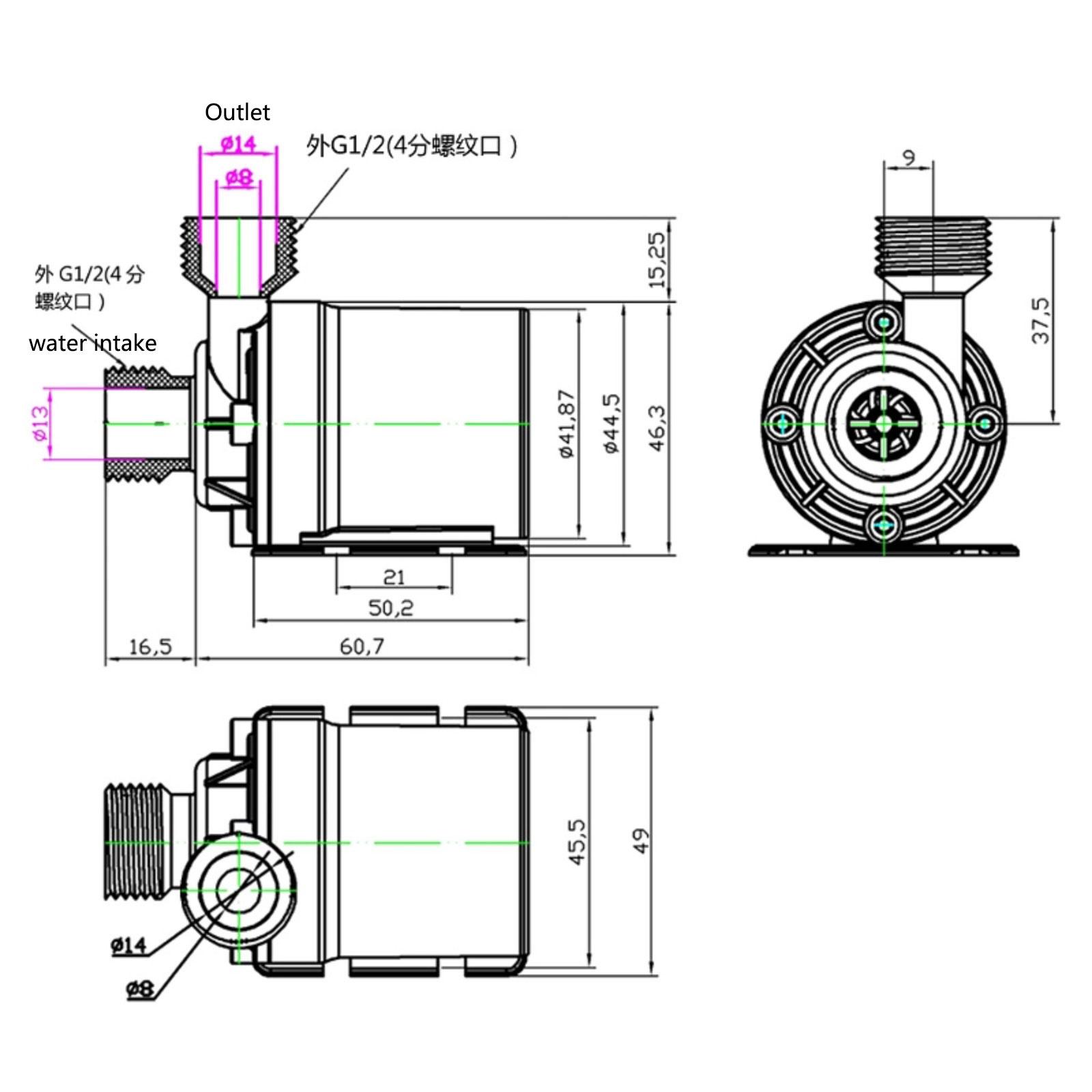 DC/12V Micro Brushless Motor Water Pump 1/2 Threaded Submersible Water Pump for Solar Fountains Fish Pond Aquarium 24V
DC/12V Micro Brushless Motor Water Pump 1/2 Threaded Submersible Water Pump for Solar Fountains Fish Pond Aquarium 24V