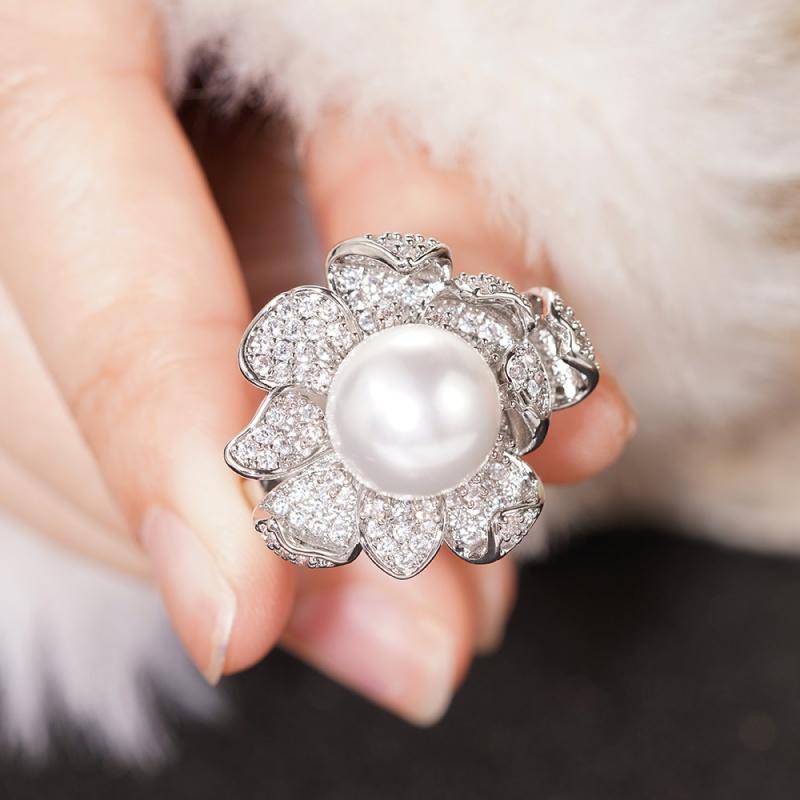 CAOSHI Delicate Copper Color Flower Shape Rings for Women White Imitation Pearl Elegant Zircon Female Accessories for Wedding 10
CAOSHI Delicate Copper Color Flower Shape Rings for Women White Imitation Pearl Elegant Zircon Female Accessories for Wedding 10