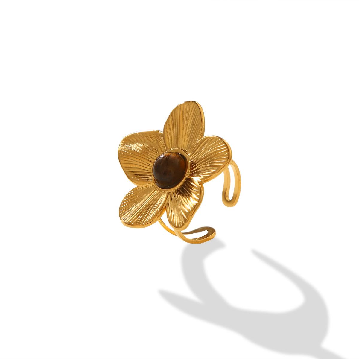 Retro Style 18K Gold Stainless Steel Ring with Tiger Eye Flower Ring for Women, Fashionable Elegant Hand Jewelry золотой
Retro Style 18K Gold Stainless Steel Ring with Tiger Eye Flower Ring for Women, Fashionable Elegant Hand Jewelry золотой