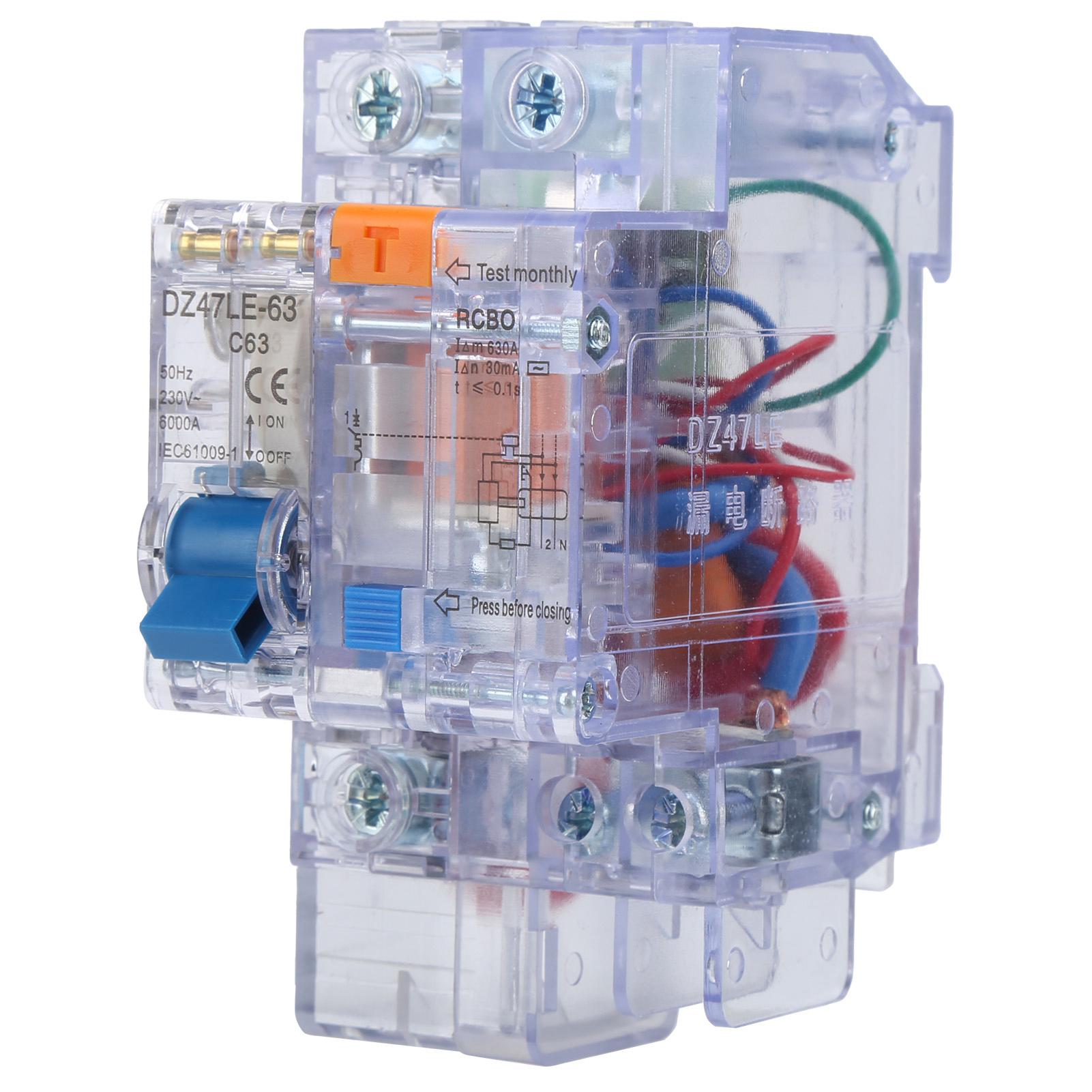 DZ47LE63 1P+N C63 Circuit Breaker Transparent Household Earth Leakage Circuit Breaker
DZ47LE63 1P+N C63 Circuit Breaker Transparent Household Earth Leakage Circuit Breaker