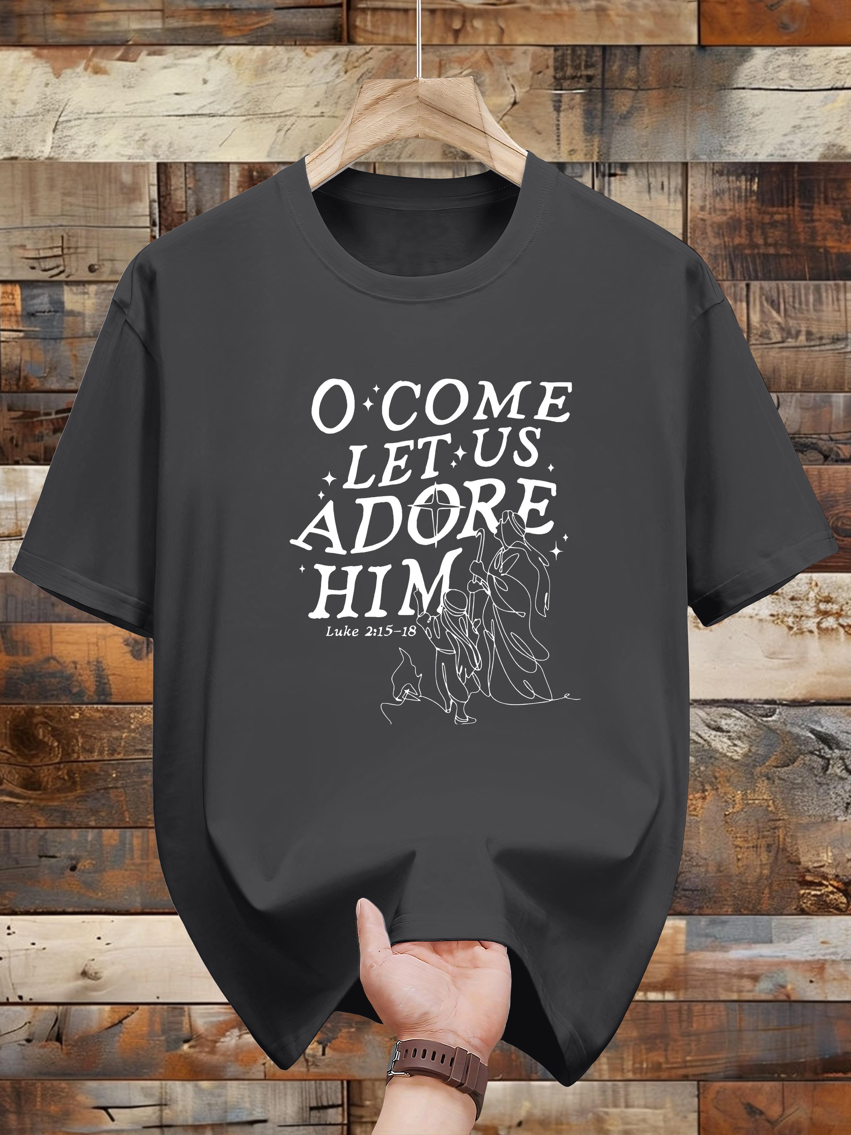 Niuwang Selection T-shirt - Navy Blue Casual Graphic Print Tee with O Come Let Us Adore Him & Revelation 5:5 Design M
Niuwang Selection T-shirt - Navy Blue Casual Graphic Print Tee with O Come Let Us Adore Him & Revelation 5:5 Design M