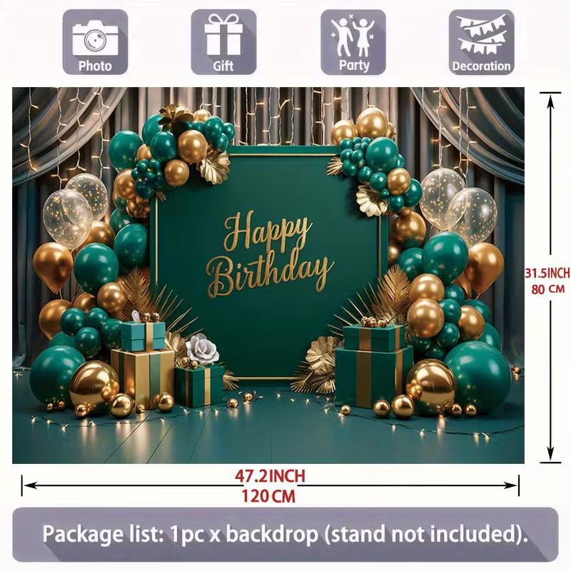2D Green Gold Happy Birthday Backdrop Emerald Balloon Photography Background for Party 47.2x31.5inch/120*80cm
2D Green Gold Happy Birthday Backdrop Emerald Balloon Photography Background for Party 47.2x31.5inch/120*80cm