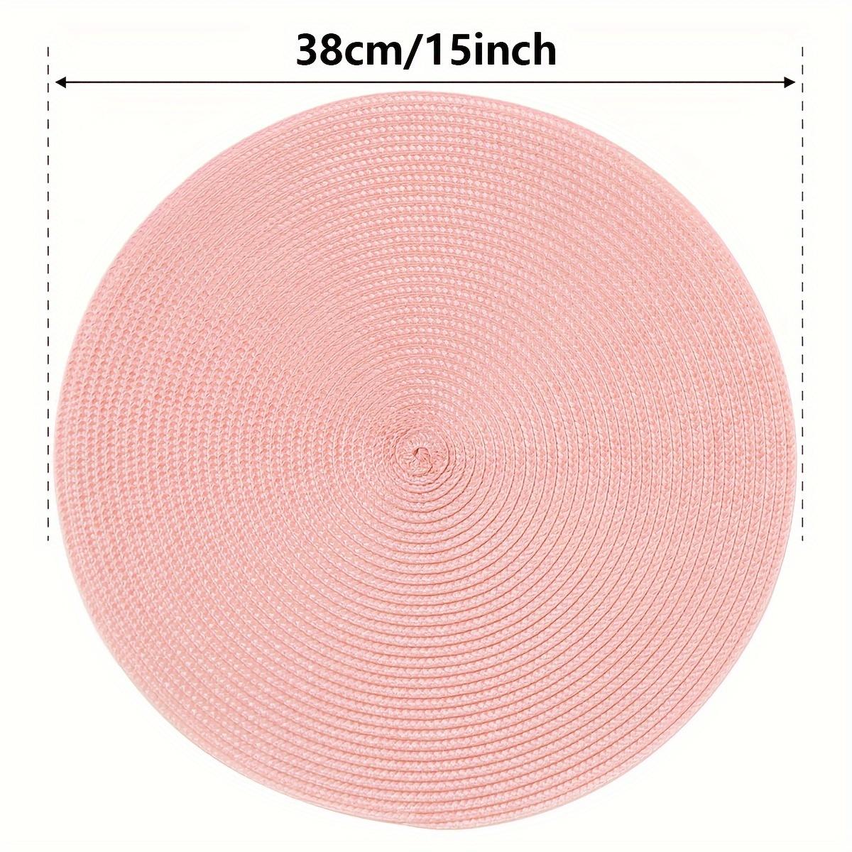 1 шт. 15-дюймовые круглые плетеные полипропиленовые салфетки под тарелки, моющиеся нескользящие изолированные салфетки под стол для домашнего декора обеденного стола фестивальной вечеринки розовый