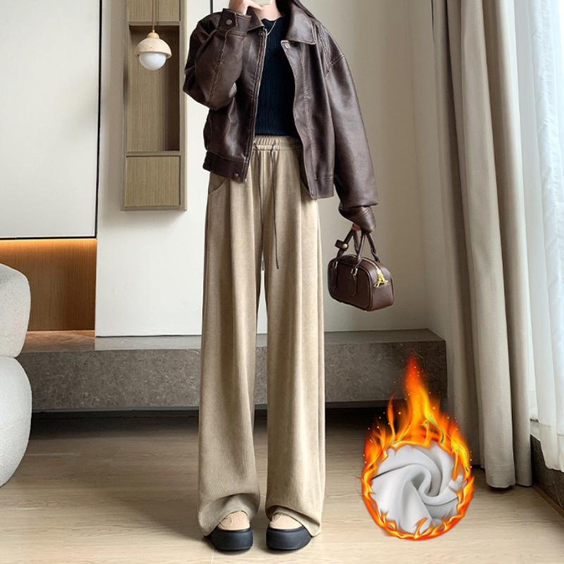 Khaki Wide-leg Pants for Women Plus Velvet Winter High Waist Loose Straight Draping Lace-up Casual Lazy Knitted Pants S
Khaki Wide-leg Pants for Women Plus Velvet Winter High Waist Loose Straight Draping Lace-up Casual Lazy Knitted Pants S