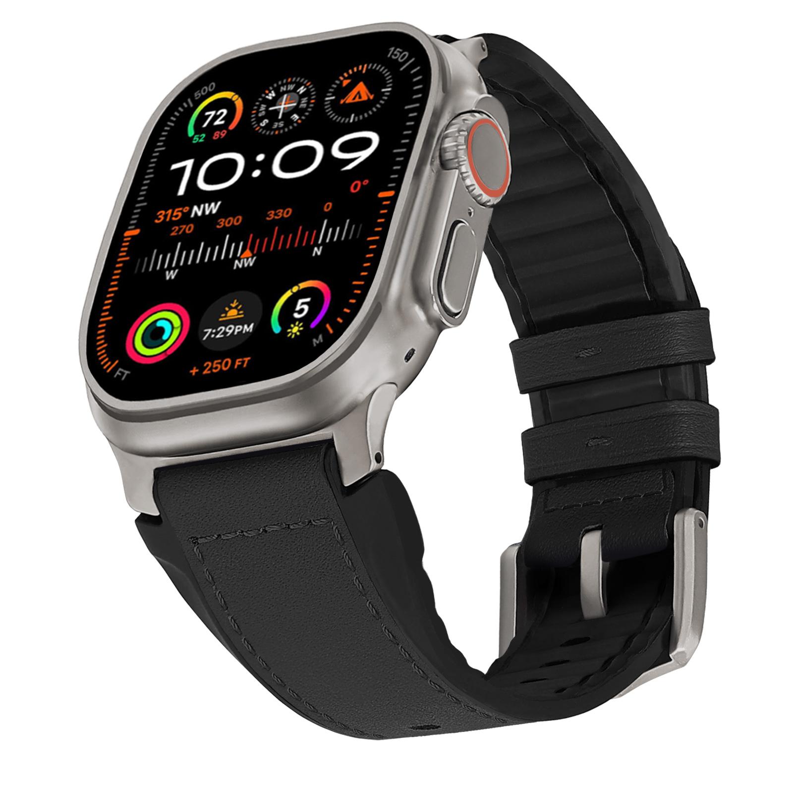 Wrist Strap for Apple Watch Series 10 Ultra 9 8 7 SE 6 5 4 3 2 1 46mm 49mm 45mm 44mm 42mm Silicone+Leather Covered Watch Band Brown
Wrist Strap for Apple Watch Series 10 Ultra 9 8 7 SE 6 5 4 3 2 1 46mm 49mm 45mm 44mm 42mm Silicone+Leather Covered Watch Band Brown