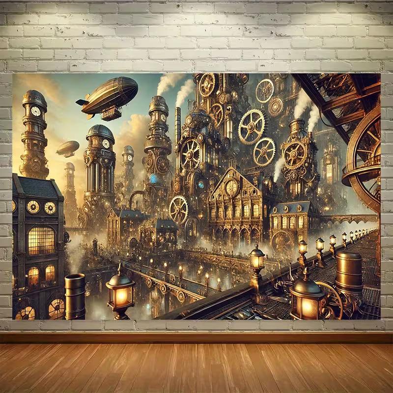 2D Industrial Steampunk Wall Art, Fantasy City with Gears & Airship Tapestry Decor 47.2x31.5inch/120*80cm
2D Industrial Steampunk Wall Art, Fantasy City with Gears & Airship Tapestry Decor 47.2x31.5inch/120*80cm