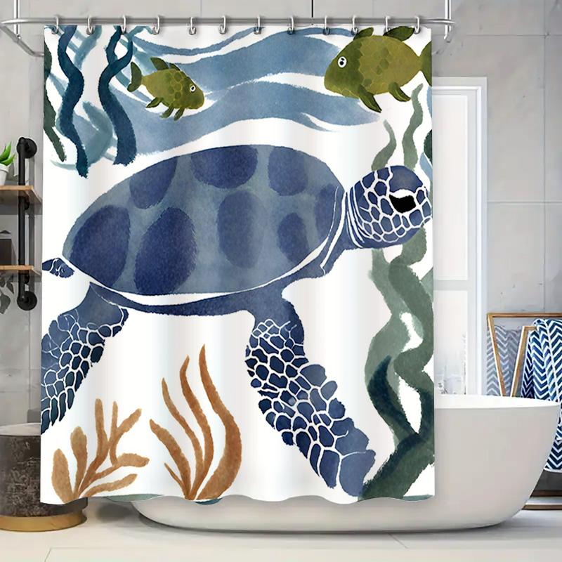 Stylish Printed Shower Curtains Featuring Sea Turtle Fish For Bathroom Decorations Blue Green Colorful Design With 18 Hooks Set W60H190(CM)-1 Pcs
Stylish Printed Shower Curtains Featuring Sea Turtle Fish For Bathroom Decorations Blue Green Colorful Design With 18 Hooks Set W60H190(CM)-1 Pcs