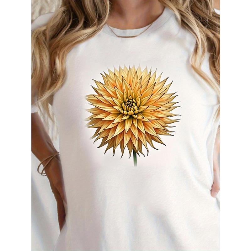 Women s White T-Shirt with Yellow Dahlia Flower Print - Soft Stretch Breathable Fabric, Casual Loose Fit Short Sleeve Round Neck Blouse - Summer 4XL
Women s White T-Shirt with Yellow Dahlia Flower Print - Soft Stretch Breathable Fabric, Casual Loose Fit Short Sleeve Round Neck Blouse - Summer 4XL