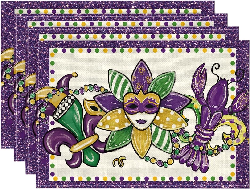 Mask Lobster Iris Mardi Gras Placemats Set of 4, 12x18 Inch Seasonal Carnival Holiday Table Mats for Party Kitchen Dining Decoration 4pcs-12x18
Mask Lobster Iris Mardi Gras Placemats Set of 4, 12x18 Inch Seasonal Carnival Holiday Table Mats for Party Kitchen Dining Decoration 4pcs-12x18