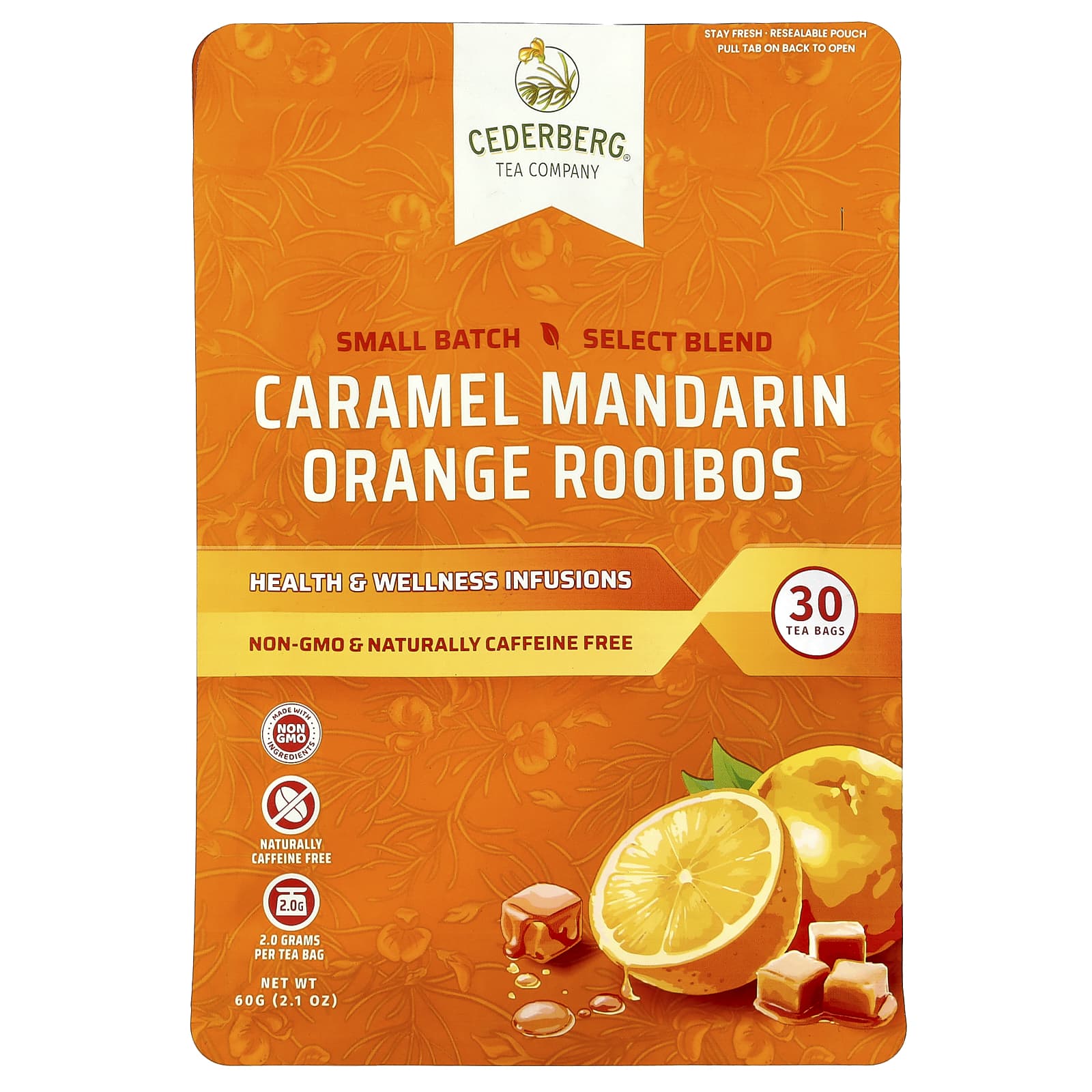 Cederberg Tea Co, Caramel Mandarin Orange Rooibos, Caffeine Free, 30 Tea Bags, 60g (2.1oz)
Cederberg Tea Co, Caramel Mandarin Orange Rooibos, Caffeine Free, 30 Tea Bags, 60g (2.1oz)