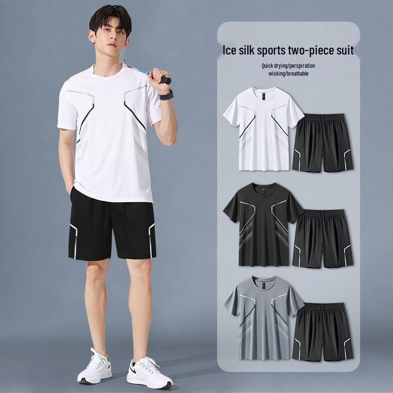 Men s Quick-Dry Ice Silk Sportswear Set: Short-Sleeve T-Shirt & Shorts for Summer Fitness, Basketball, Running, and Training. 2XL for 140-155 lbs
Men s Quick-Dry Ice Silk Sportswear Set: Short-Sleeve T-Shirt & Shorts for Summer Fitness, Basketball, Running, and Training. 2XL for 140-155 lbs