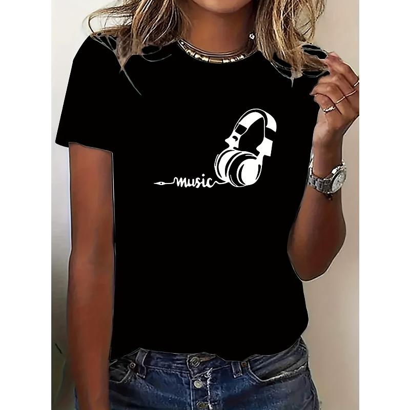 European Size Women S Casual Music Headphones Graphic T-Shirt - White Short Sleeve Crew Neck, Loose Fit, Machine Washable 4XL
European Size Women S Casual Music Headphones Graphic T-Shirt - White Short Sleeve Crew Neck, Loose Fit, Machine Washable 4XL