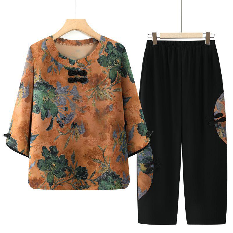 Summer Short Sleeve T-Shirt Set for Middle-Aged and Elderly Women, Perfect for 70-80-Year-Old Grandmas 4XL (130-145 jin)
Summer Short Sleeve T-Shirt Set for Middle-Aged and Elderly Women, Perfect for 70-80-Year-Old Grandmas 4XL (130-145 jin)