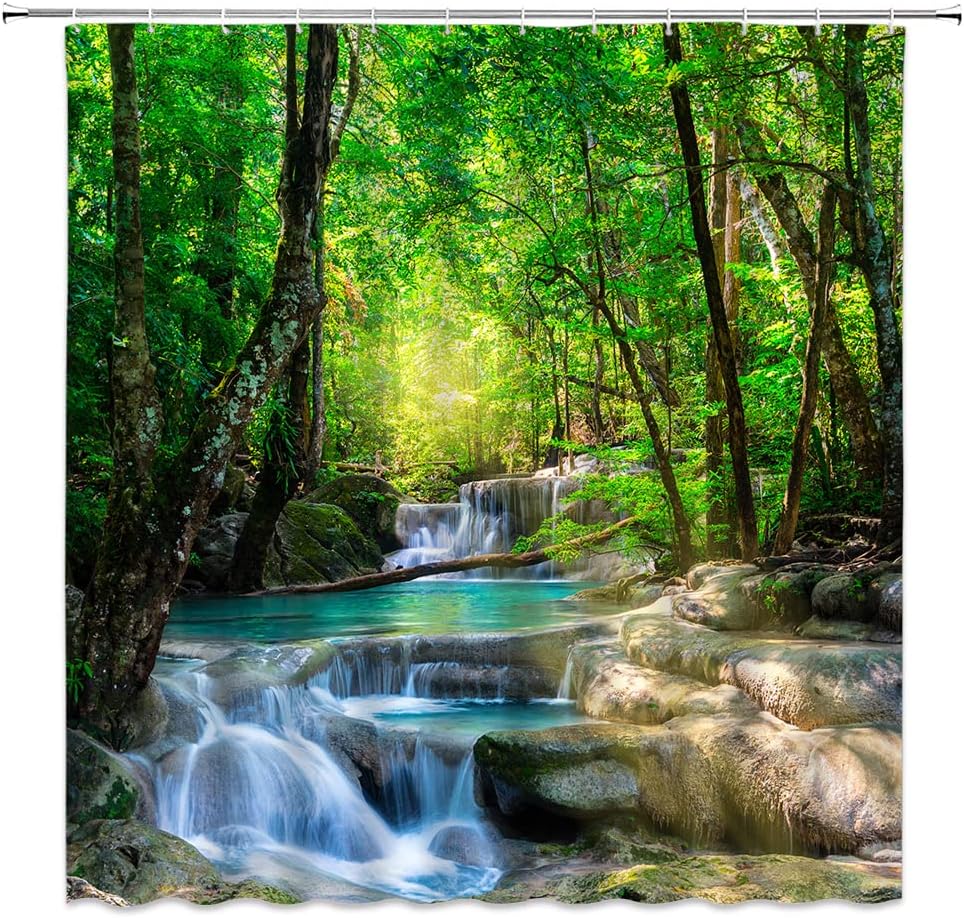 Nature Forest Waterfall Shower Curtain Rainforest Natural Landscape Green Trees Sunshine Tropical Jungle Summer Decor Bathroomx W60H190(CM)-1 Pcs
Nature Forest Waterfall Shower Curtain Rainforest Natural Landscape Green Trees Sunshine Tropical Jungle Summer Decor Bathroomx W60H190(CM)-1 Pcs