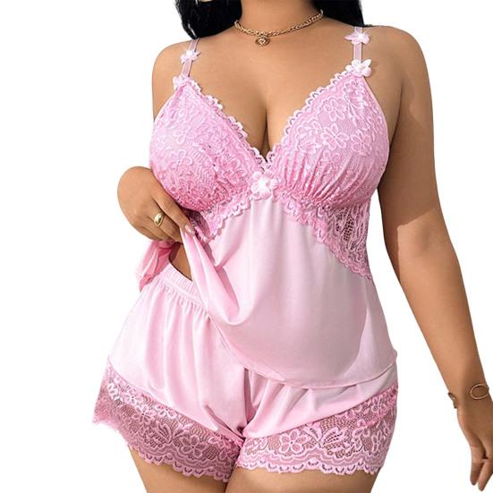 Women Plus Size Pajamas Set Sexy Lace Trim Cami Sleeveless Top And Shorts Nightwear Set Two-Piece Camisole Lounge Sleepwear Pjs Set L рожевий
Women Plus Size Pajamas Set Sexy Lace Trim Cami Sleeveless Top And Shorts Nightwear Set Two-Piece Camisole Lounge Sleepwear Pjs Set L рожевий