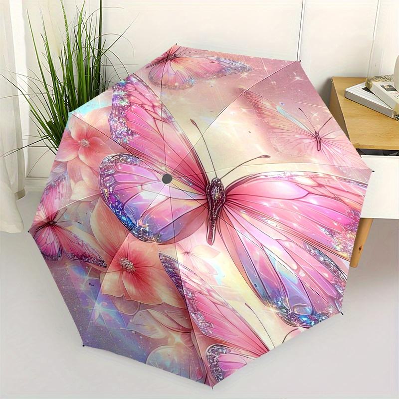 Butterfly, Floral Automatic Folding Umbrella 8 Ribs, Durable Iron Frame, Bright Color Pattern Compact Travel Umbrella, Suitable for Outdoor
Butterfly, Floral Automatic Folding Umbrella 8 Ribs, Durable Iron Frame, Bright Color Pattern Compact Travel Umbrella, Suitable for Outdoor