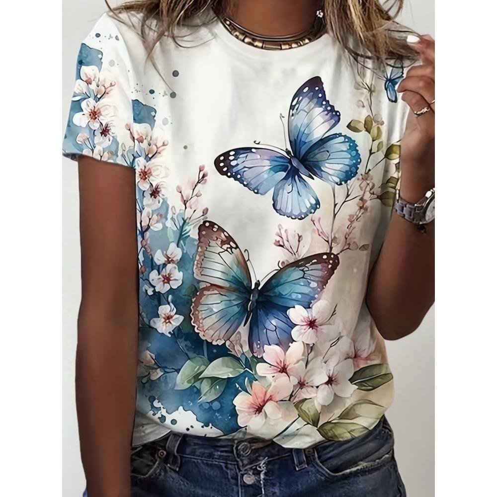 женский летний повседневный топ с круглым вырезом и коротким рукавом с узором бабочки, свободная повседневная одежда, подарок на День матери XL
женский летний повседневный топ с круглым вырезом и коротким рукавом с узором бабочки, свободная повседневная одежда, подарок на День матери XL