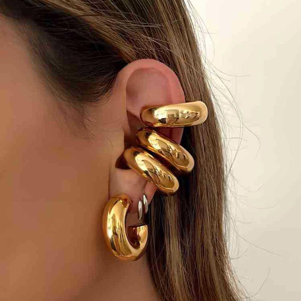 INS Trendy Geometric Minimalist 18k Gold Stainless Steel C-Shape Clip-On Earrings, Tarnish-Resistant Titanium. 18K Gold Coating
INS Trendy Geometric Minimalist 18k Gold Stainless Steel C-Shape Clip-On Earrings, Tarnish-Resistant Titanium. 18K Gold Coating