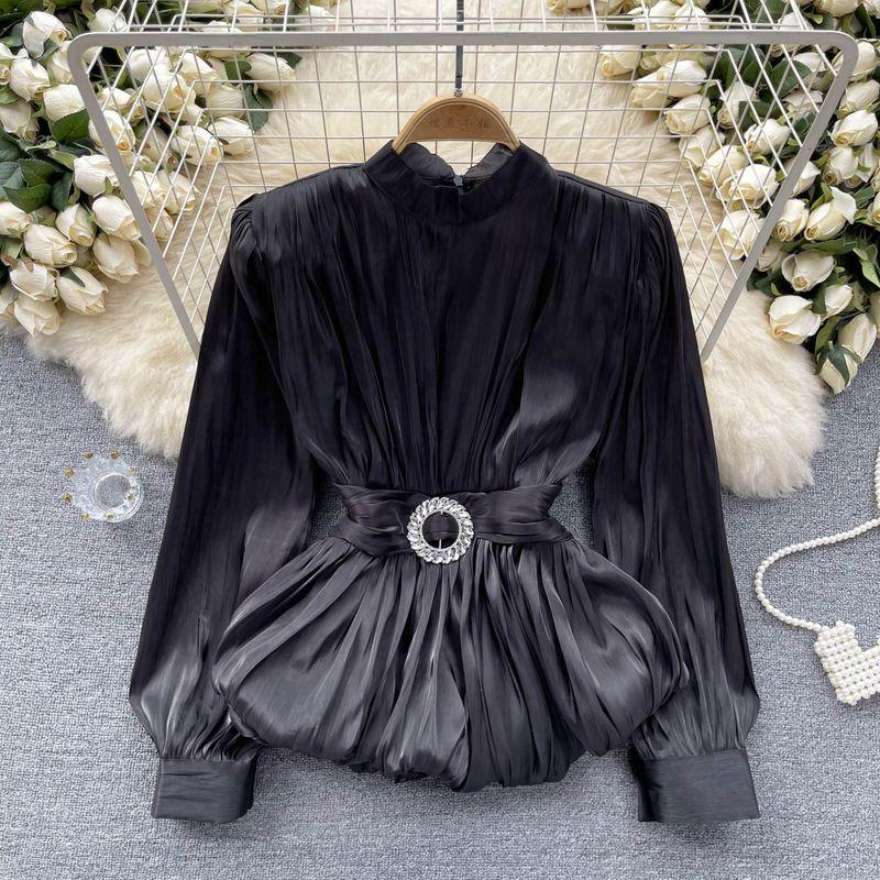 Fancy French Style Waist Trimming Shirt Women s Sneaky Design Lace-up Stylish Chic Ruched Lotus Leaf Hem French Style Tops Black One size
Fancy French Style Waist Trimming Shirt Women s Sneaky Design Lace-up Stylish Chic Ruched Lotus Leaf Hem French Style Tops Black One size