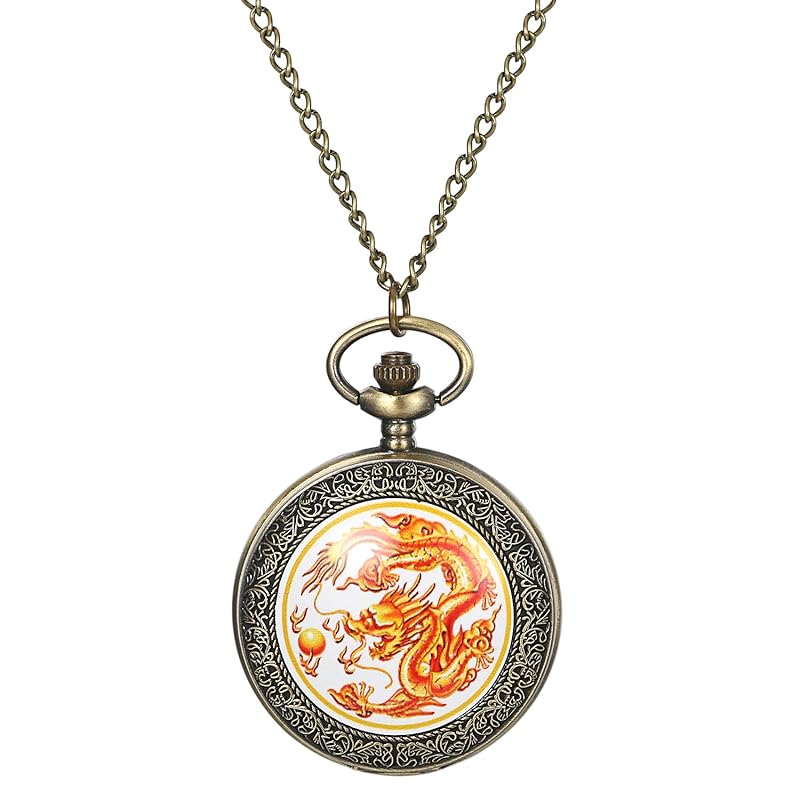 JEWELRYWE pocket watch dragon Unisex necklace pendant child present clock bronze color
JEWELRYWE pocket watch dragon Unisex necklace pendant child present clock bronze color
