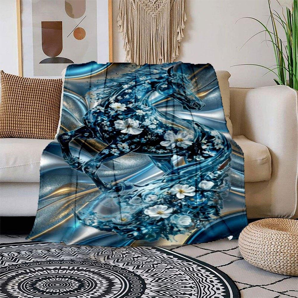 Blue Floral Horse Wall Art Decor - Modern Abstract Animal Painting for Living Room Bedroom OfficeBlanket Flannel Throw Blanket for Sofa, Bed 150x180cm
Blue Floral Horse Wall Art Decor - Modern Abstract Animal Painting for Living Room Bedroom OfficeBlanket Flannel Throw Blanket for Sofa, Bed 150x180cm