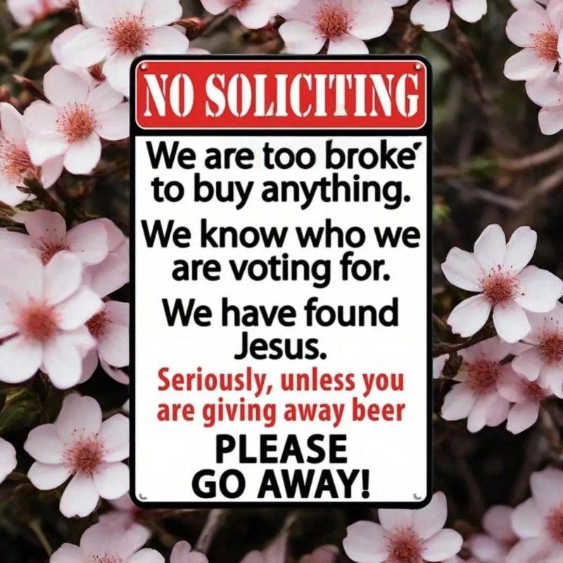 Metal Wall Art Decor, Funny No Soliciting Sign for Living Room, Wrought Iron Poster
Metal Wall Art Decor, Funny No Soliciting Sign for Living Room, Wrought Iron Poster