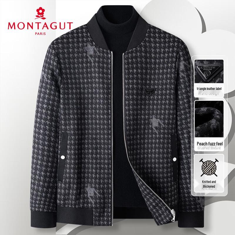 MONTAGUT Men s Houndstooth Knit Baseball Jacket L
MONTAGUT Men s Houndstooth Knit Baseball Jacket L