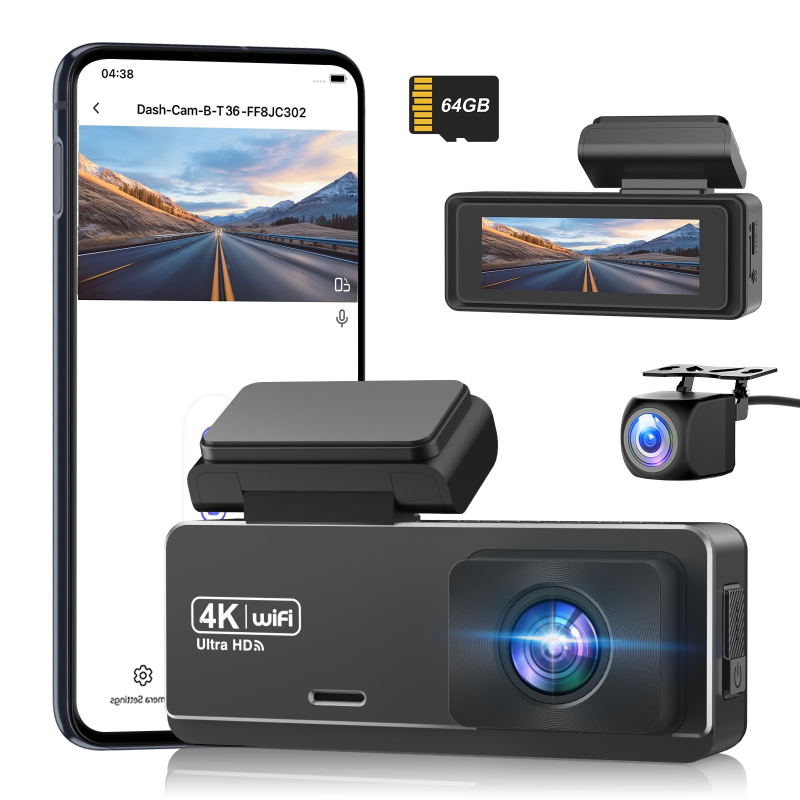 CHORTAU Front and Rear 4K UHD 8MP 1080P Full 5G Super High Night Wide 64GB Card Large Aperture LED Traffic Light Energy Automatic Overwrite Parking чорний
CHORTAU Front and Rear 4K UHD 8MP 1080P Full 5G Super High Night Wide 64GB Card Large Aperture LED Traffic Light Energy Automatic Overwrite Parking чорний