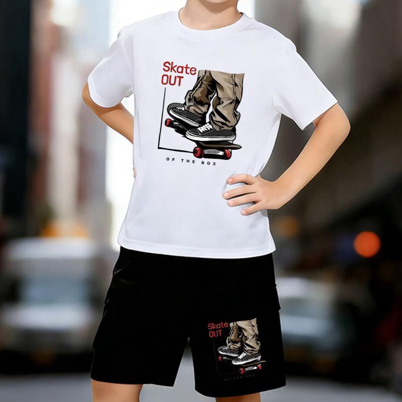 Boys 2 Piece Skateboard Themed Printed outfit, Short Sleeve T-Shirt and Shorts Set for Kids Age 5-14,White, Black Sporty Casual Summer Clothes 13-14 Years
Boys 2 Piece Skateboard Themed Printed outfit, Short Sleeve T-Shirt and Shorts Set for Kids Age 5-14,White, Black Sporty Casual Summer Clothes 13-14 Years