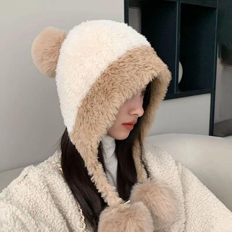 Plush hat autumn and winter splicing knitted hanging ball wool hat outdoor riding ear protection warm hat
Plush hat autumn and winter splicing knitted hanging ball wool hat outdoor riding ear protection warm hat