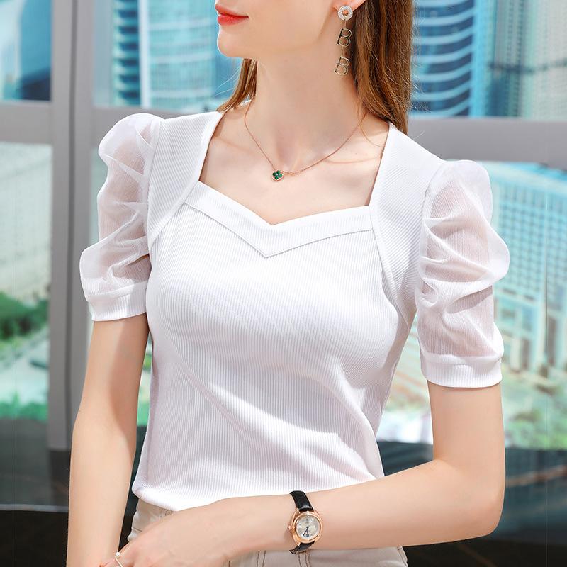 Футболка с короткими рукавами, женская новая европейская женская одежда с открытой ключицей, квадратный вырез, сращивание, футболка, темпераментный топ с завышенной талией 3XL
Футболка с короткими рукавами, женская новая европейская женская одежда с открытой ключицей, квадратный вырез, сращивание, футболка, темпераментный топ с завышенной талией 3XL